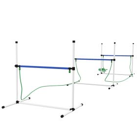 PawHut 6 Piece Dog Agility Training Equipment Set with 3 Hurdles, Spray Water Tube, Whistle, Carry Bag, White