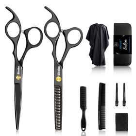 10 PCS Hair Cutting Scissors Set, Professional Haircut Scissors Kit with Cutting Scissors, Thinning Shears, Comb, Cape, Clips